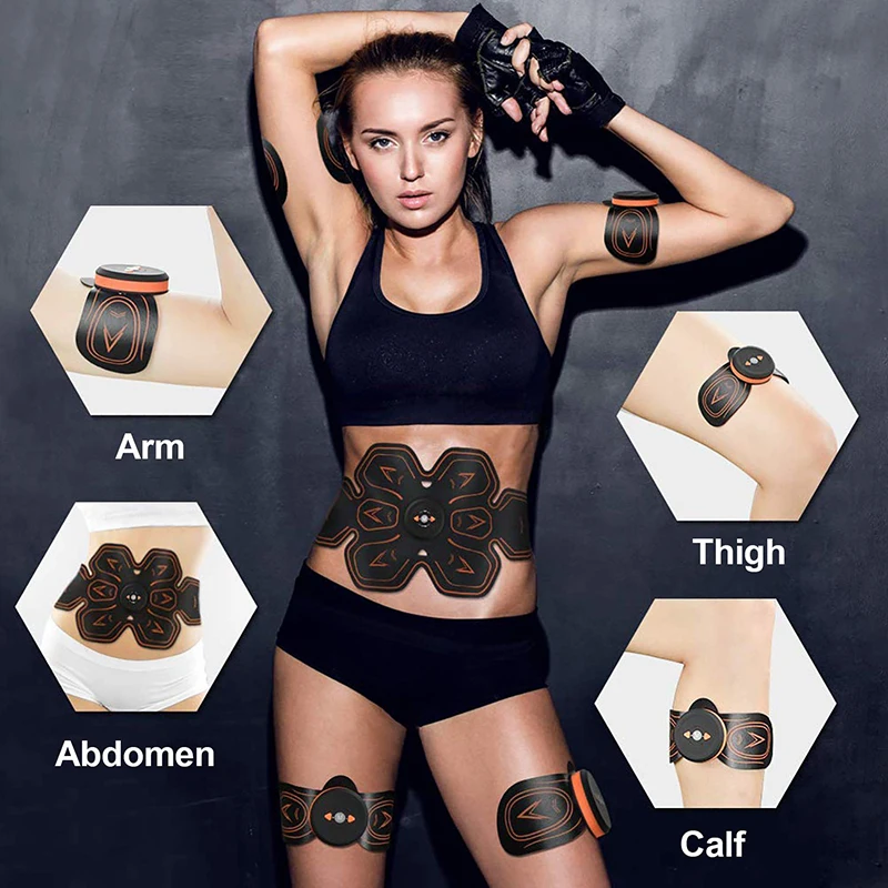 EMS Muscle Stimulator ABS Men Abdominal Muscle Trainer Smart Fitness Slimming Waist Belt Body Muscle Exerciser USB Rechargeable