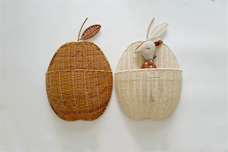 Rattan Wicker Storage Basket, Forma De Maçã