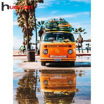 

Huacan 5d Diamond Painting New Arrivals Bus Diamond Art Full Drill Mosaic Scenery Embroidery Landscape Home Decor