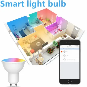 

Dimmable Gu10 Spotlight Wifi Smart Light Bulb LED Lamp App Operate Alexa Google Assistant Control Wake Up Smart Lamp Night Light