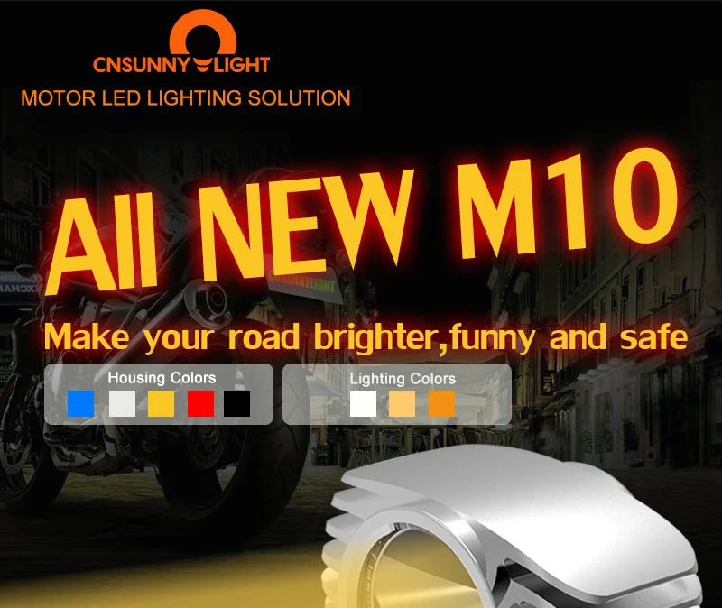 800-DETAILS-AT-FIRST-New-Logo-CNSUNNYLIGHT-M10-2pcs-CNSUNNYLIGHT 2Pcs Motorcycle Headlight Auxiliary Lamp White Yellow LED Motorbike Spotlight Accessories Moto DRL Spot Head Lights