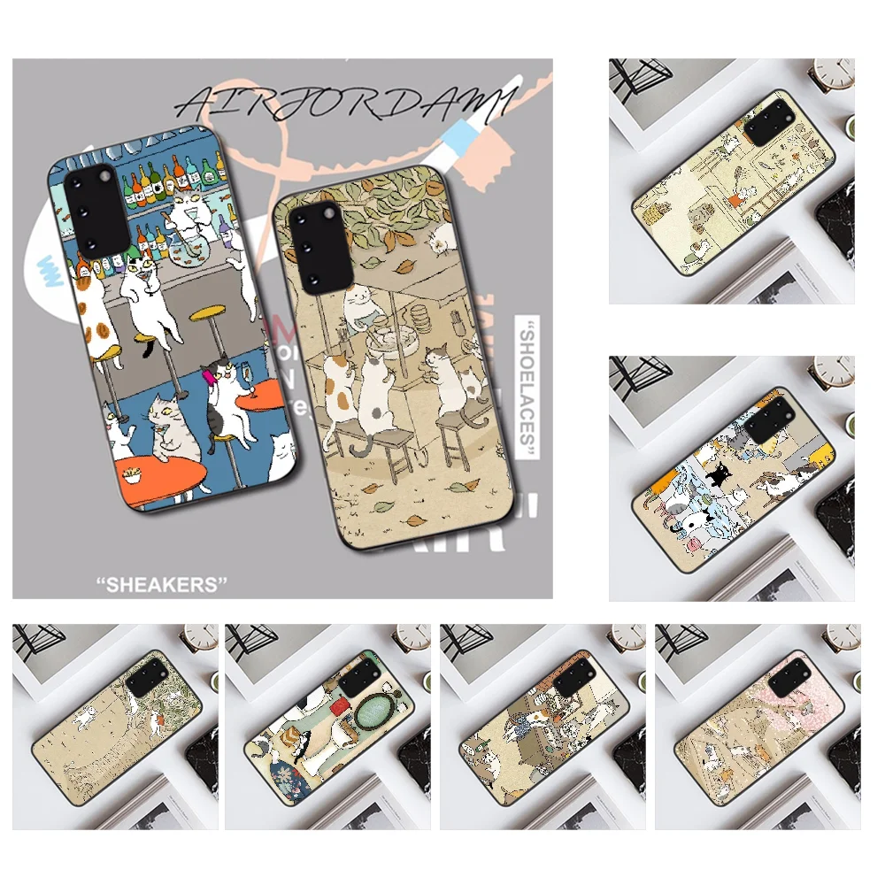 NBDRUICAI Японский кот напиток черный ТПУ мягкий чехол для телефона Samsung S20 plus Ultra S6 S7