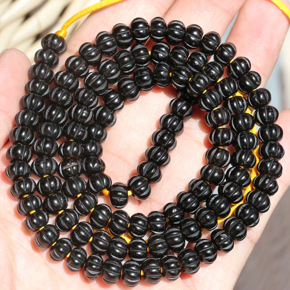 

110 beads polished coconut shell carved pumpkin Halloween bracelet gift necklace 6mm7mm handmade DIY high quality jewelry charm