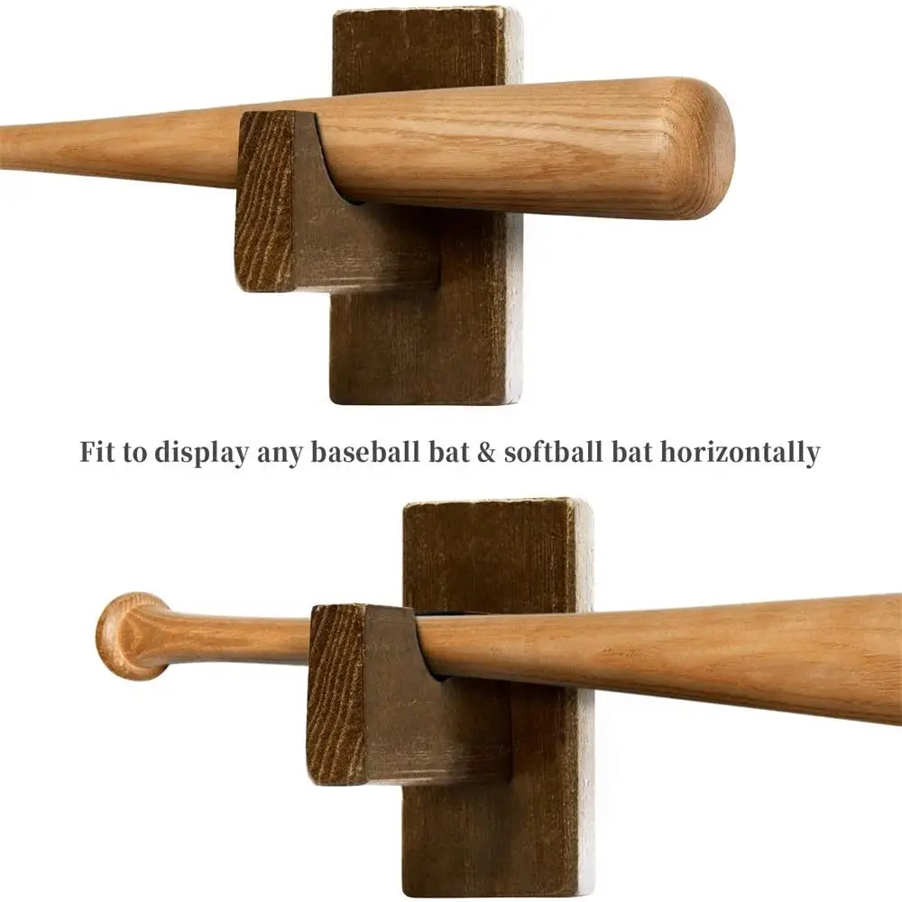 Vitrine De Batte De Baseball En Bois Massif - Support Horizontal Noir - États-Unis