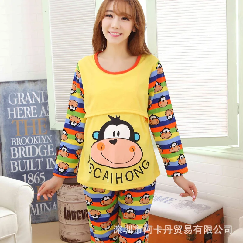 

Autumn Confinement Clothing Pure Cotton Long Sleeve Nursing Clothes Set Postpartum Go out Lactation Garment Spring Autumn Winter