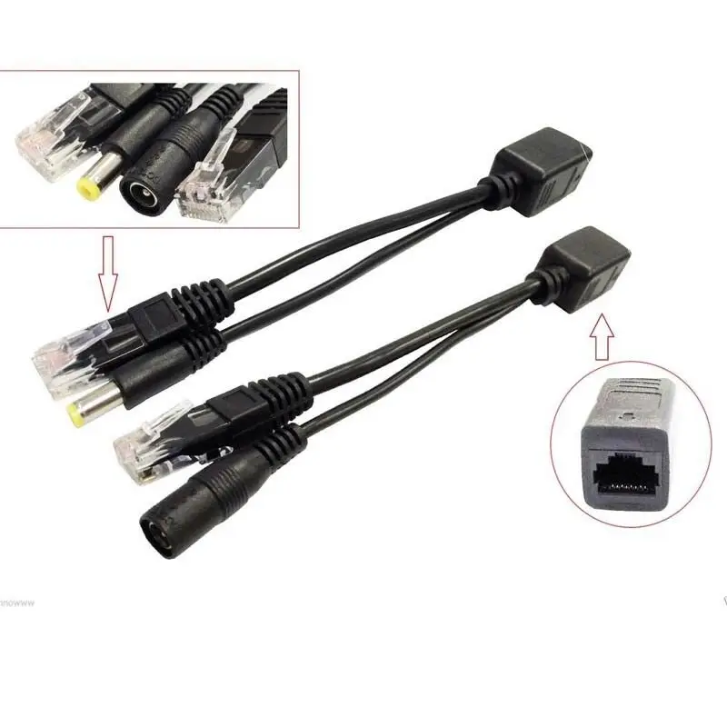 1 шт. CCTV камера POE мощность над Ethernet сплиттер кабель 5,5x2,1 мм DC и RJ45 CAT6