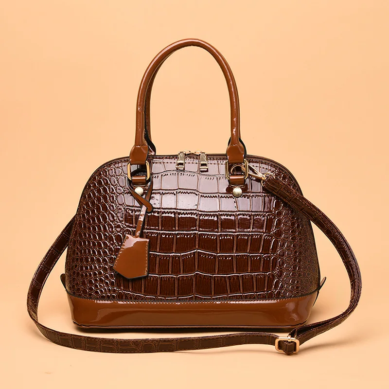 

New Bag Women's 2019 New Style Fashion Korean-style Versatile Shoulder Hand-Style Casual Solid Color Bright Surface Shell