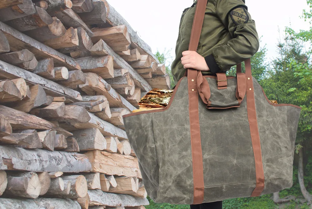 Наружная Водонепроницаемая Вощеная холщовая лесозаготовительная сумка для дров, сумка для хранения древесины, сумка для хранения, сумка-тоут