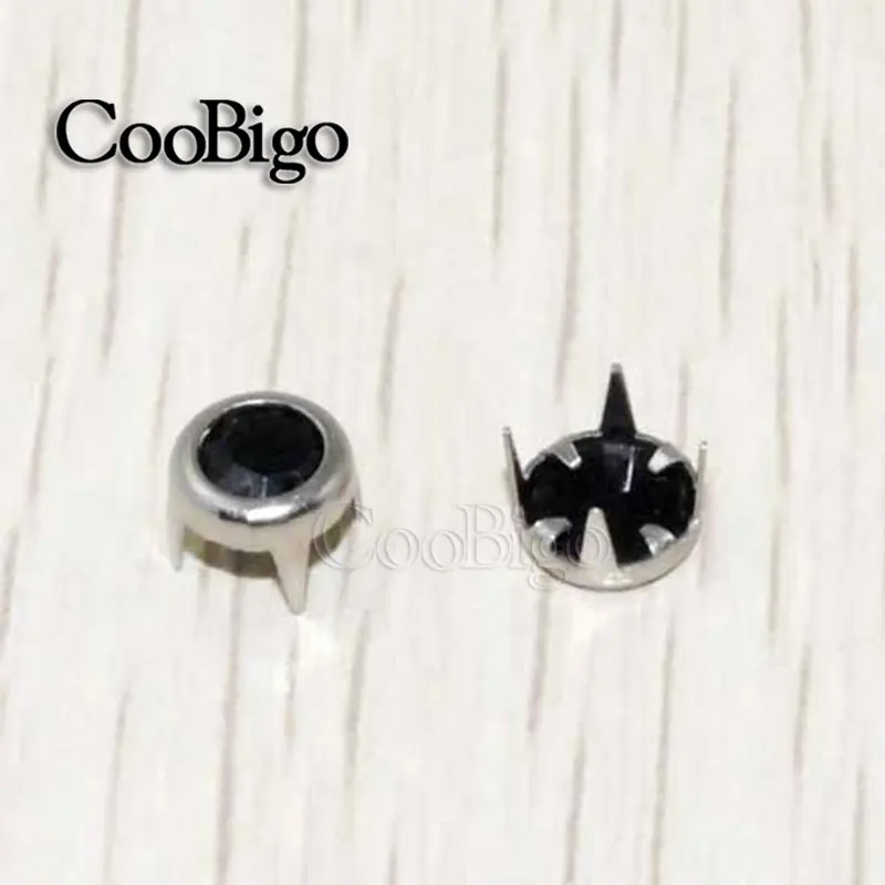 Color 1 100 шт 6 мм когти Стразы круглые плоские шпильки DIY заклепки гвоздики шипы для ткани обуви аксессуары - Цвет: Color 1
