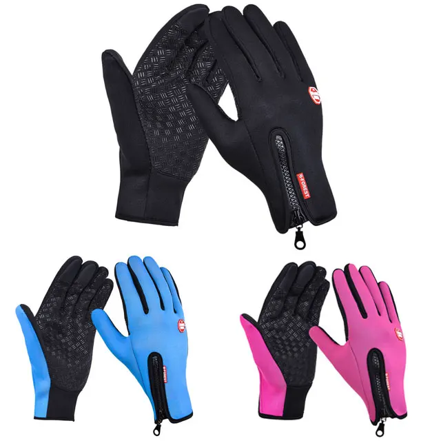 Unisex Touchscreen Winter Cycling Bicycle Bike Ski Outdoor Camping Hiking Motorcycle Gloves Sports Full Finger Adjustable Zipper
