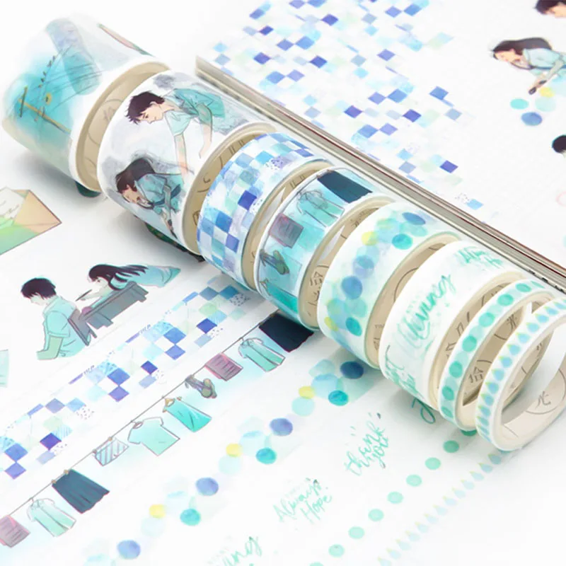 8Pcs/Set Floral Cute Paper Masking Washi Tape Set Adhesive Tape DIY Scrapbooking Sticker Label Masking Tapes