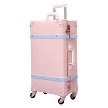 Ретро мода pu Багаж на колёсиках милый роскошный чемодан на колесиках 20/24 дюймов переноска на интернат багаж для путешествий женский мужской чемодан