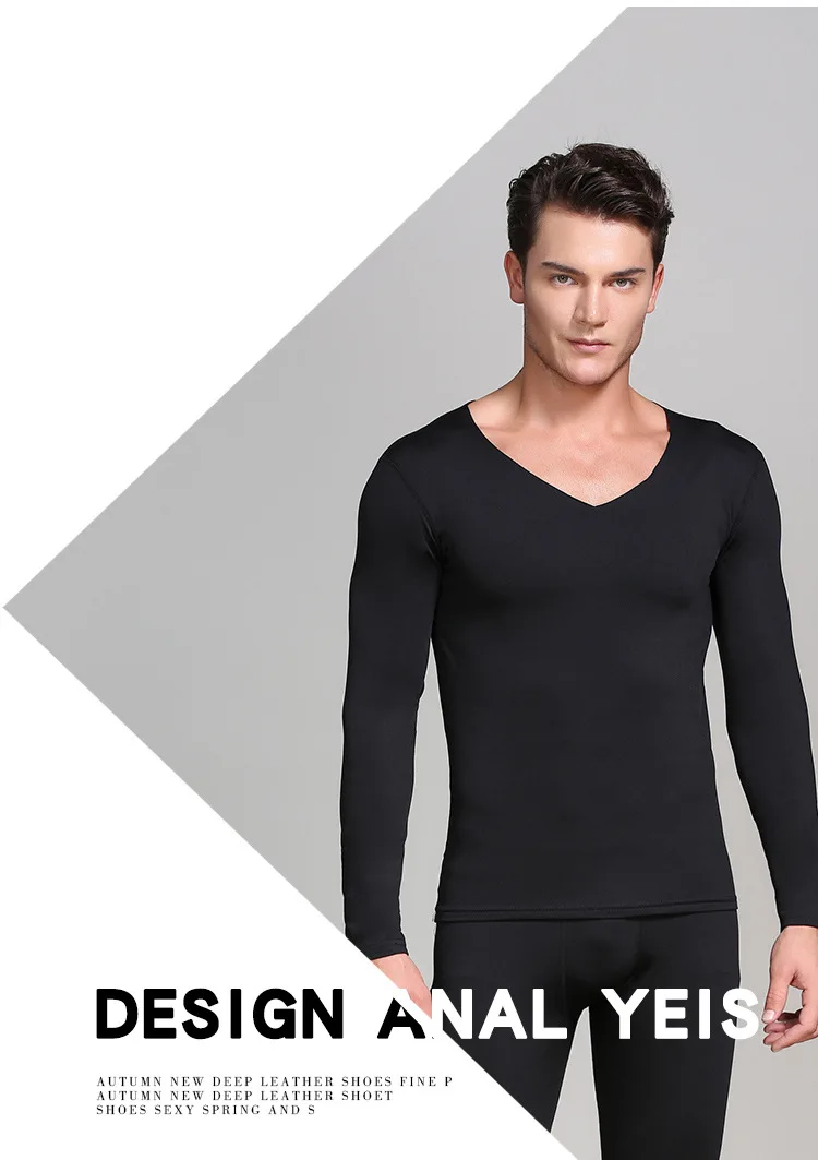 Aismz 2019 New Fashion Male Thermal Underwear Men Long Autumn Winter V-neck Tops+Pants Set Warm Fleece Thick Plus Size M-4XL wool long johns