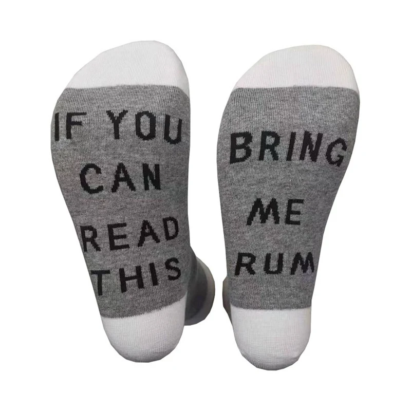 VOVOL Unisex Women Men If You Can Read This Long Crew Sock Funny Saying Beer Wine Letter Hosiery