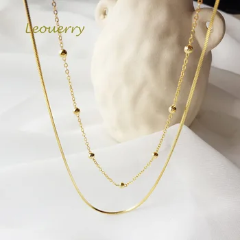

Leouerry 925 Sterling Silver Double Layer Chain Necklace Charms Snake Chain Bead Chain Necklaces for Women Silver 925 Jewelry