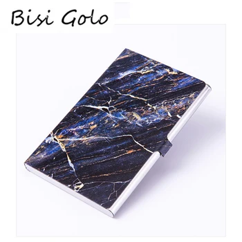 

BISI GORO 2020 New Name Card Case RFID Metal Aluminum Fashion Wallet Wooden Pattern Men Women Card Holder Slim Thin Money Case