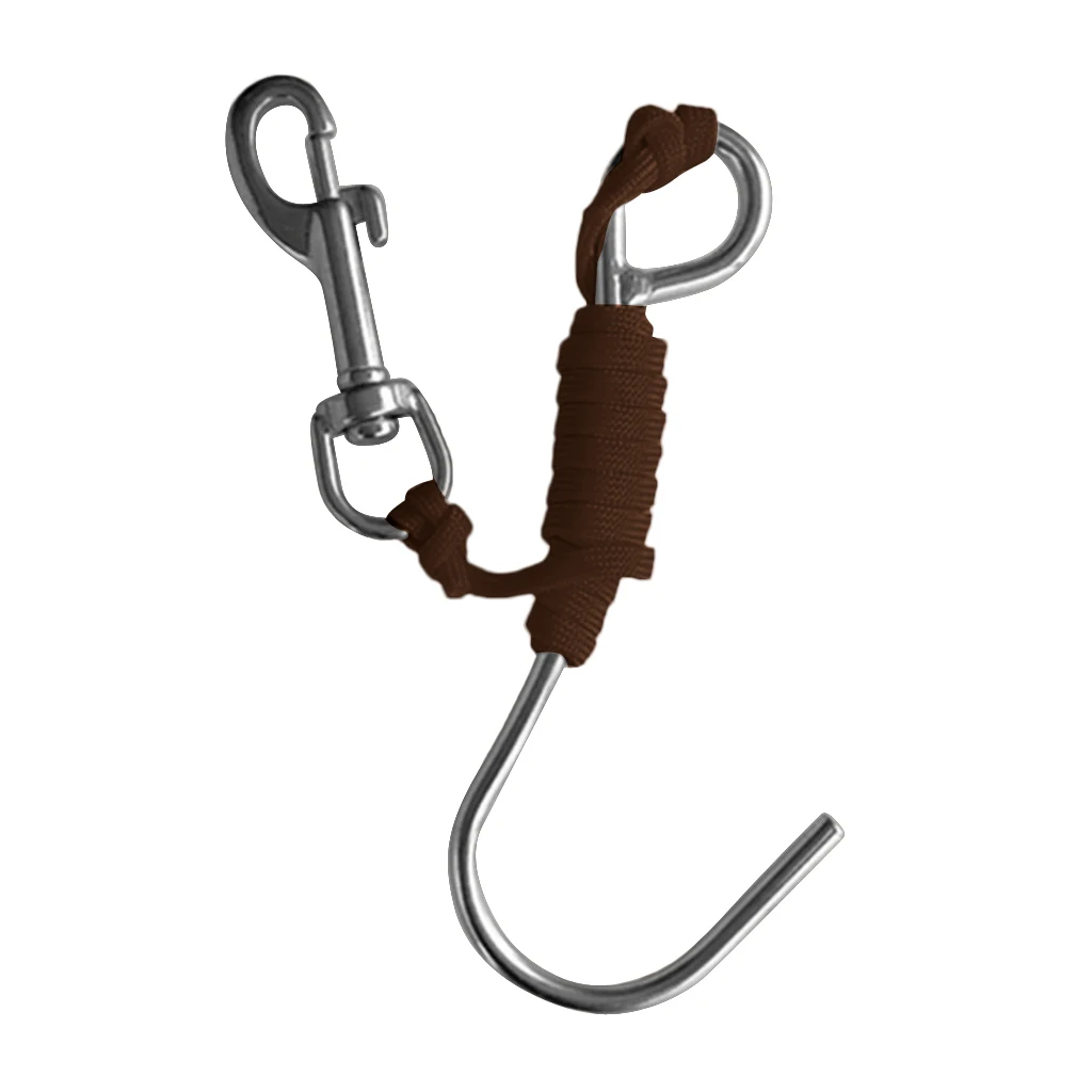 Scuba Diving Reef Drift Hooks With 120cm Line & Stainless Steel Clip Single Reef Hook