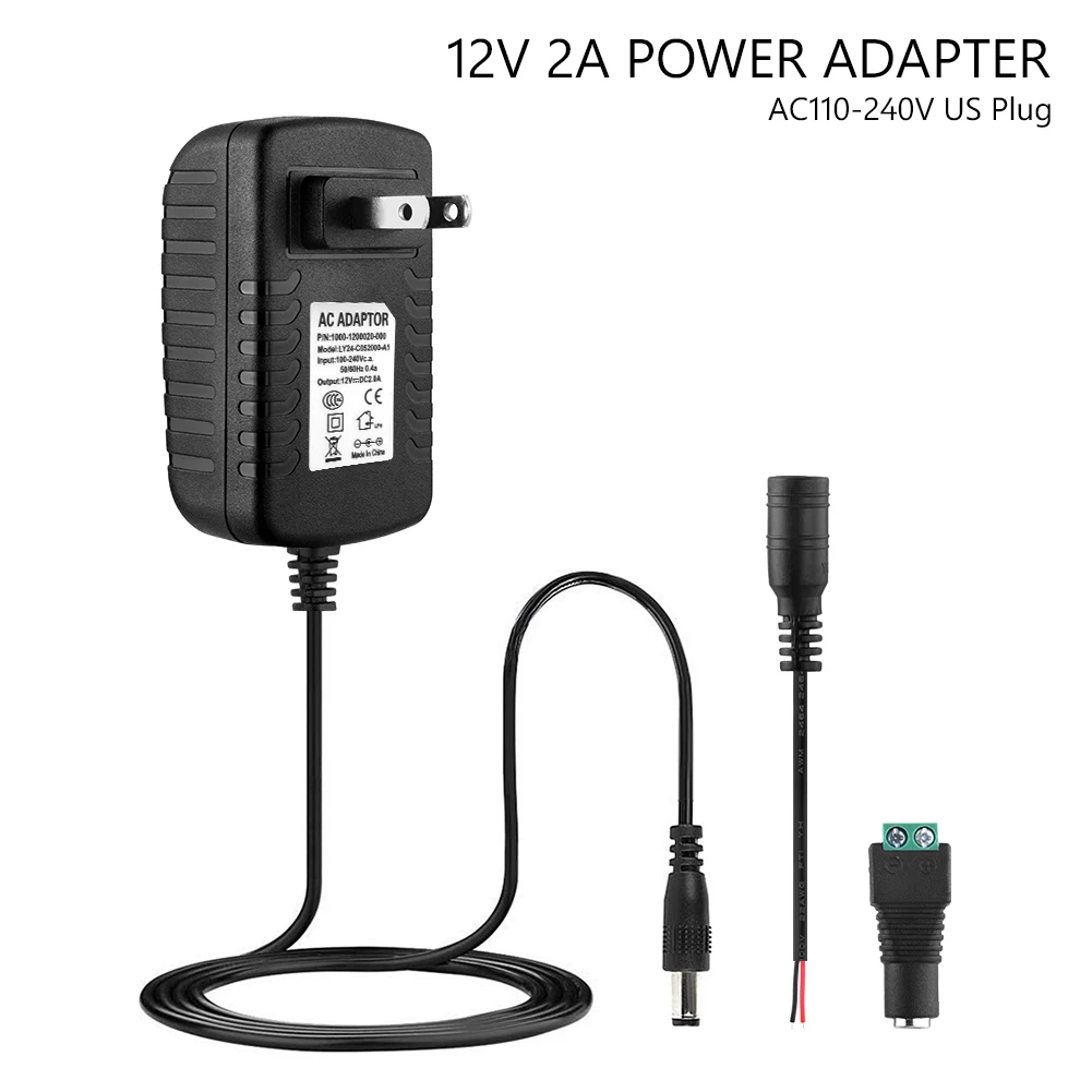 Адаптер питания AC 100 V-240 V к DC 12V 2A для 3528 5050 светодиодный светильник - Цвет: US PLUG