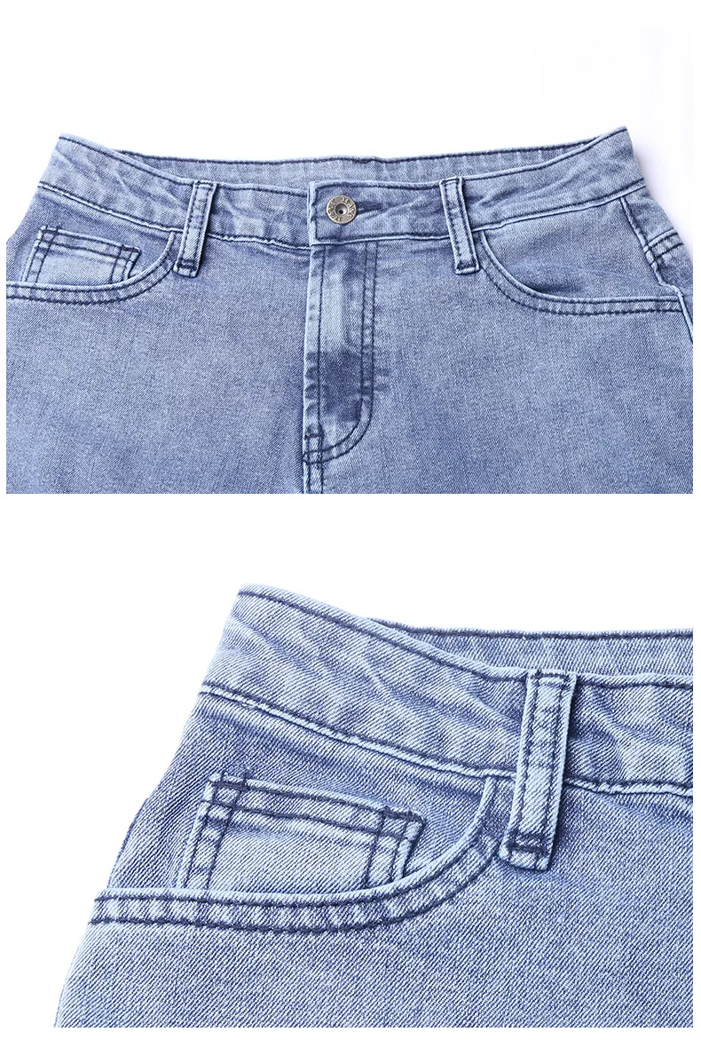 S-XL 6XL 7XL 8XL jeans high waist stitching soft zipper mom big jeans denim ladies blue black loose long stacked jeans