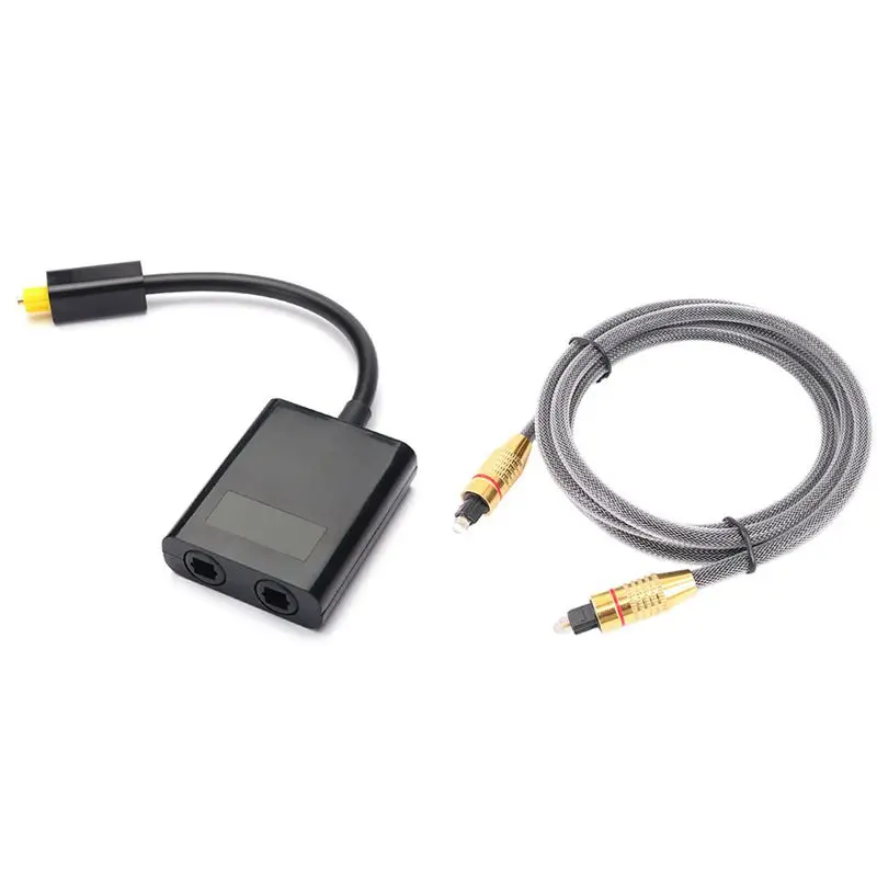 1 Pcs Fiber o Splitter Cable Adapter 1 in 2 Out 1 Pcs Digital o Optical Cable SPDIF Cord Fiber o Cable