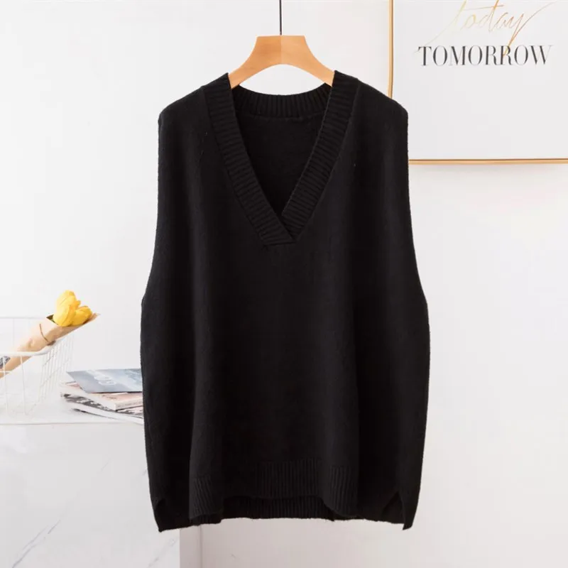 women all match casual v-neck sleeveless sweater girls ladies students knitted vest tops female pullovers outerwear