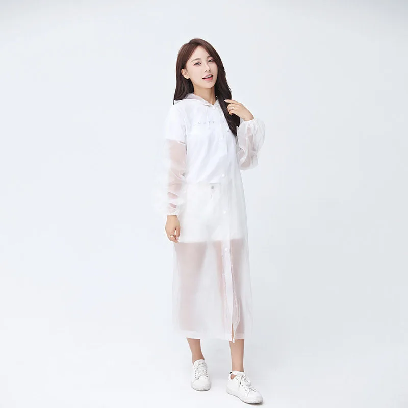 

Fashion Lady EVA Transparent Raincoat Portable Outdoor Travel Unisex Raincoat Non-Disposable Environmental Hooded Rain Cover