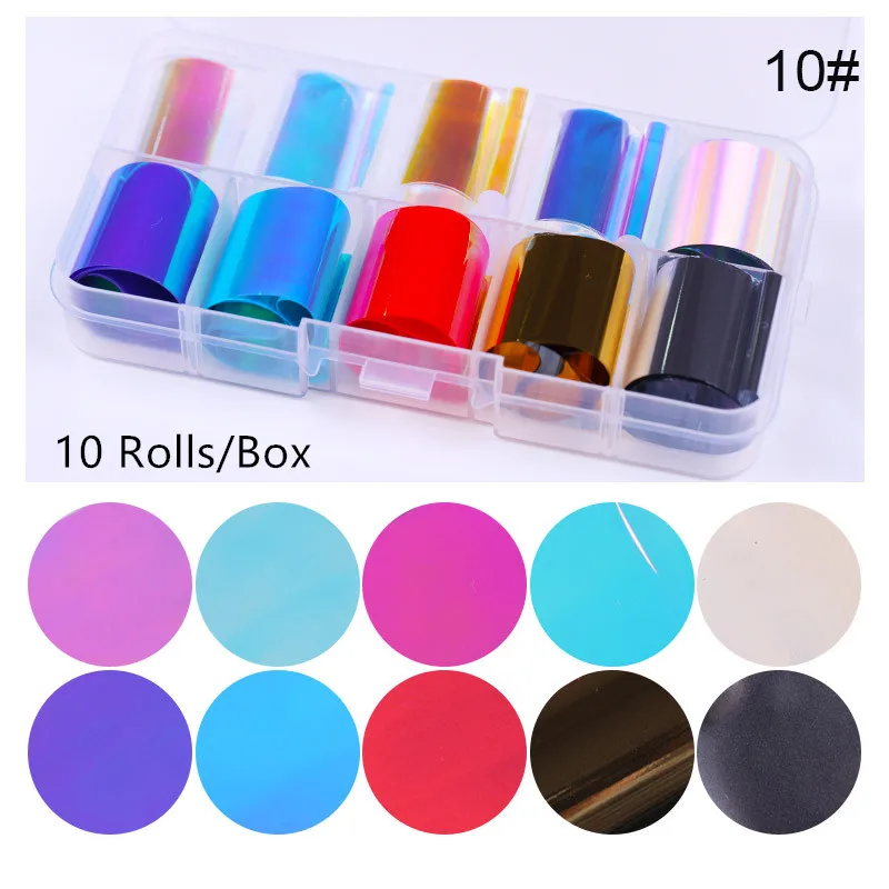 Mix Holographic Flower Nail Foils Sticker 4*20cm Nail Art Transfer Sticker Manicure DIY Design for Nail Art Decoration - Цвет: 10 Rolls