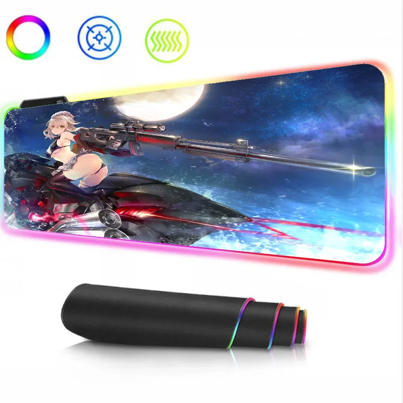 

MRGLZYRGB Luminous Gaming Mouse Pad Wireless Charging Golden Laptop Eat Chicken Gaming Mouse Pad Gaming Accessories Mous Anime