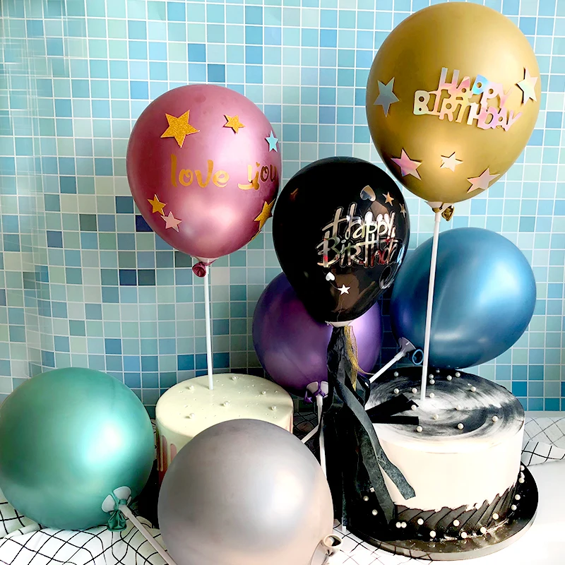 

New 5inch Mini Metal Balloons Happy Birthday Wedding Decor Cake Baby Shower Party Supplies Creative Metallic Chrome Cake Decor