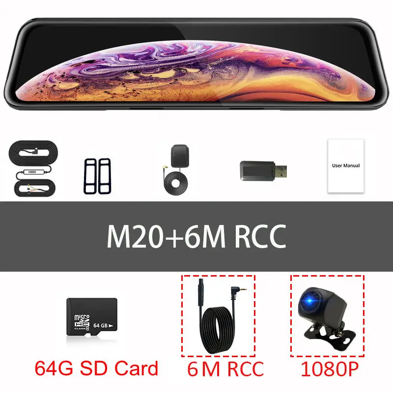 6M RCC 64G SD CARD Тавин 4G wifi DVR Android 8,1 камера 12 дюймов 1080P сенсорный экран видеорегистратор заднего вида Buletooth зеркало gps Радар мультимедийный плеер - Цвет: 6M RCC 64G SD CARD