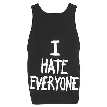 

I HATE EVERYONE Letter Printed Solid Color Vest Women Sleeveless O Neck Tank Top