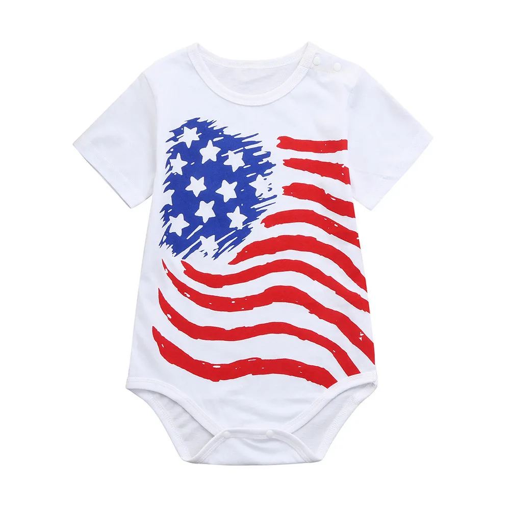 Newborn Toddler Baby Girls Boys Star Striped Love Romper Clothes Jumpsuits