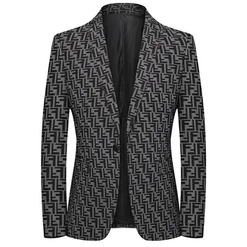 

Men's Blazer Spring Fashion Suit Jacket Elastic Fabric Slim Casual Blazers Business Banquet Singer Host Daily Work Life Jackets