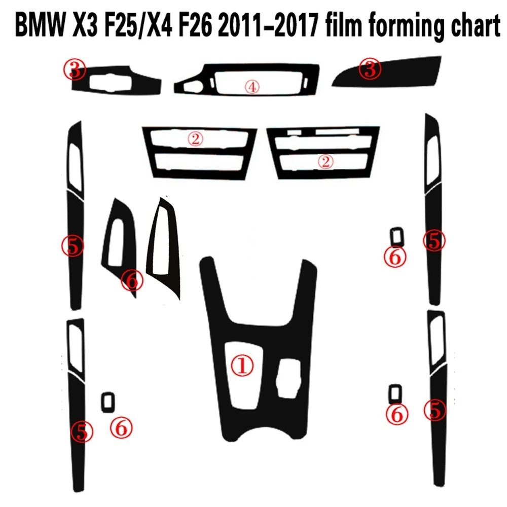 

Для BMW X3 F25 X4 F26 2011-2017 интерьерная Центральная панель управления дверная ручка наклейки из углеродного волокна Переводные картинки автостайлинг аксессуары