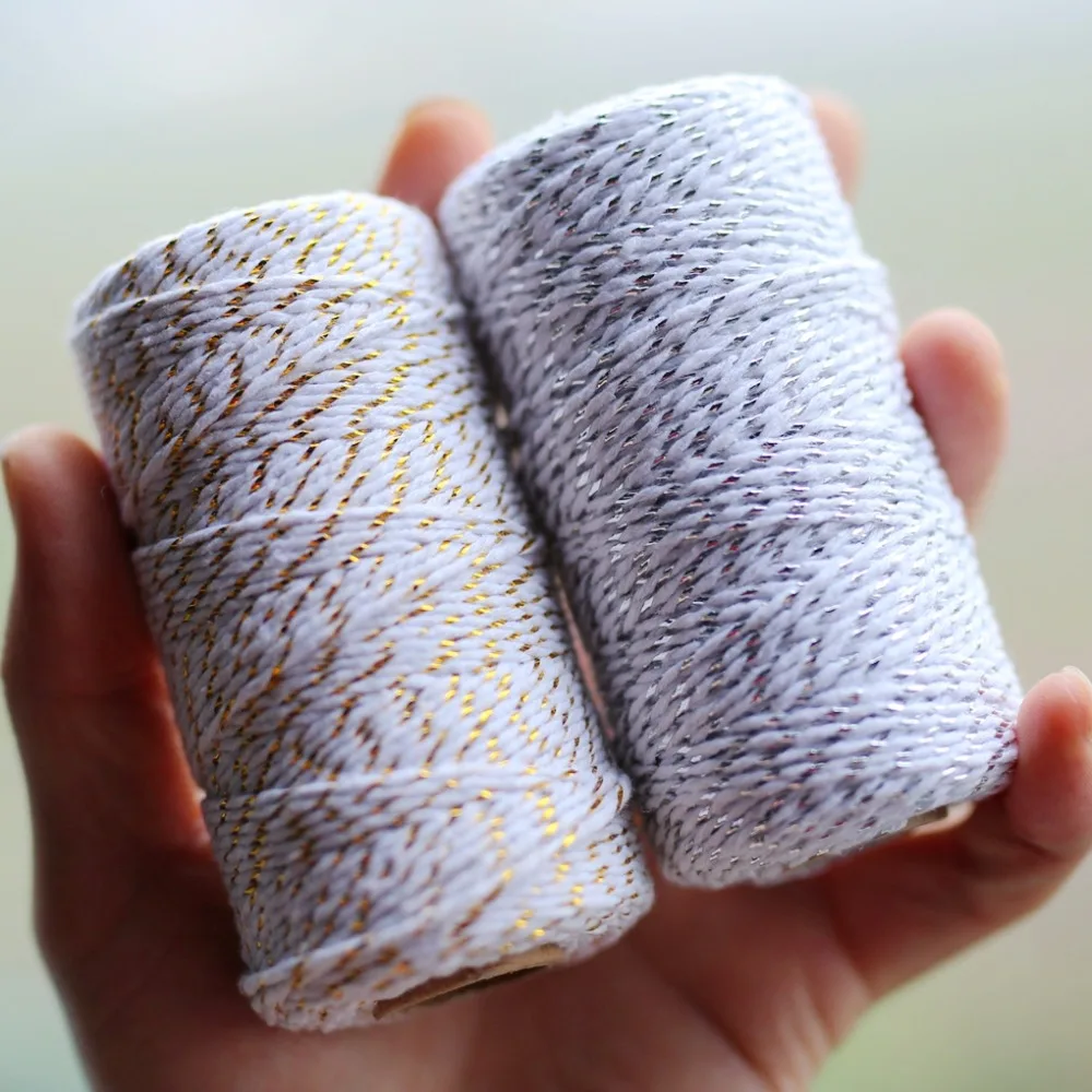 Gold and Silver Metallic Bakers Twine Spool,Wedding, Baby Shower, Rustic Decoration, Gold Gift Wrap 100M/Lot
