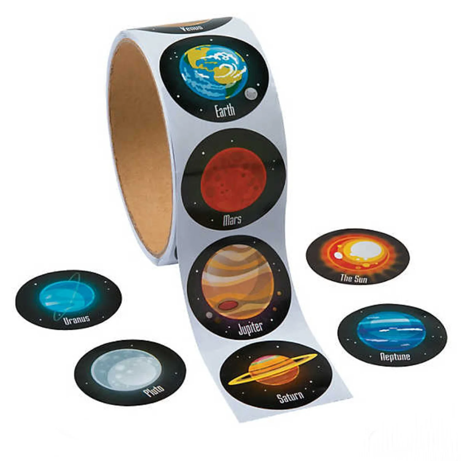 100 pièces rond univers espace extérieur autocollants système solaire terre Mars Jupiter planète bricolage autocollant d'étanchéité fête autocollant décalcomanies jouet