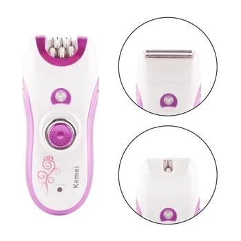 

Kemei 6 in 1 Electric Female Epilator Rechargeable Women Hair Removal Razor with Powered Facial Cleansing Devices Wash Face