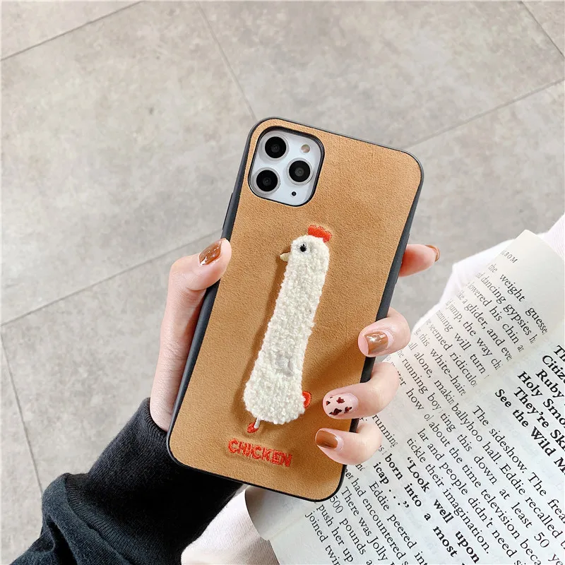 Роскошный чехол для телефона с 3D вышивкой для iphone 11 pro max, чехол с милой курицей, динозавром, чехол для iphone 7, 8 plus, x, xr, xs max