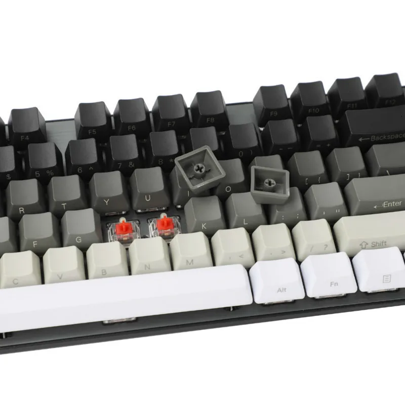 Белый серый черный смешанный OEM профиль колпачки 87 61 Ключ боковой печати пустой набор ключей толстый PBT для MX TKL механическая клавиатура GH60 XD60