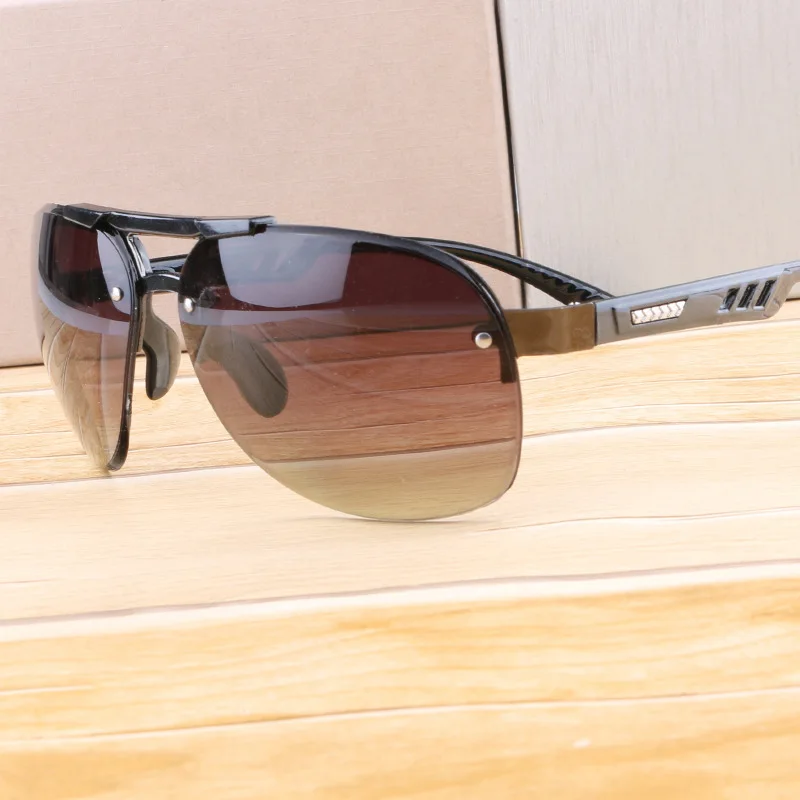 Classic gradient lens semi rimless polarized sunglasses men women luxury driving pilot fashion rimless sun glasses female male eyewear UV400 polarized sunglasses semi rimless sunglasses