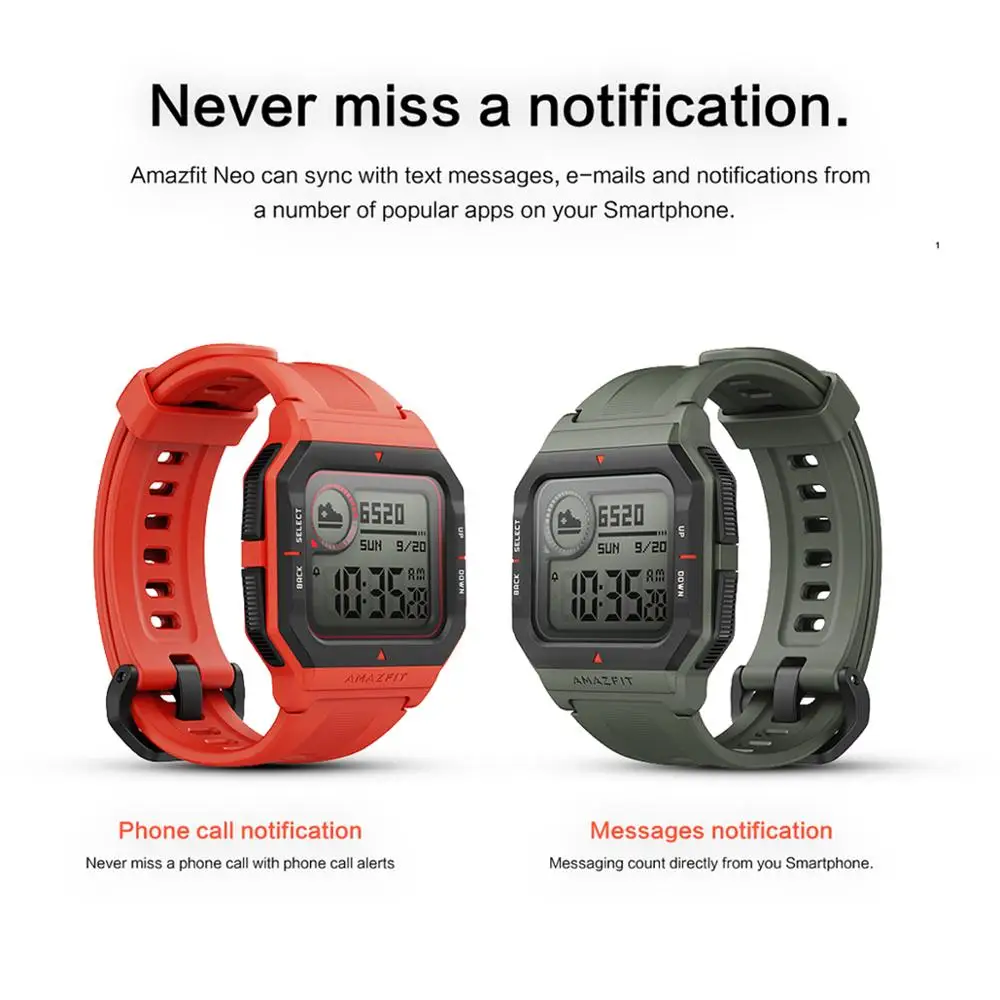 Amazfit Neo Smart Watch 28 Days Battery Life Bluetooth Smartwatch 3 Sports Modes 5ATM Pai Health Assistant For Android IOS Phone |