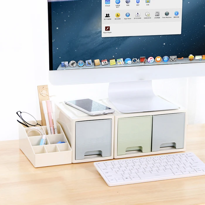 New LCD Monitor Stand Bracket with Office Drawer Storage Box Storage Box Organizer for Desktop GK99