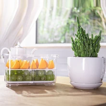 Многофункциональные кухонные прозрачные контейнеры пластиковый холодильник домашний дренажный ящик для хранения с крышкой двойной герметичный фруктовый Овощной