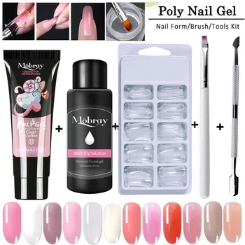 

Polygel Nail Kit Extension Poly Gel Set With Nial Tips Dual Form Qiuck Dry Polygel Builder Gel For Manicure Finger Extend Brush