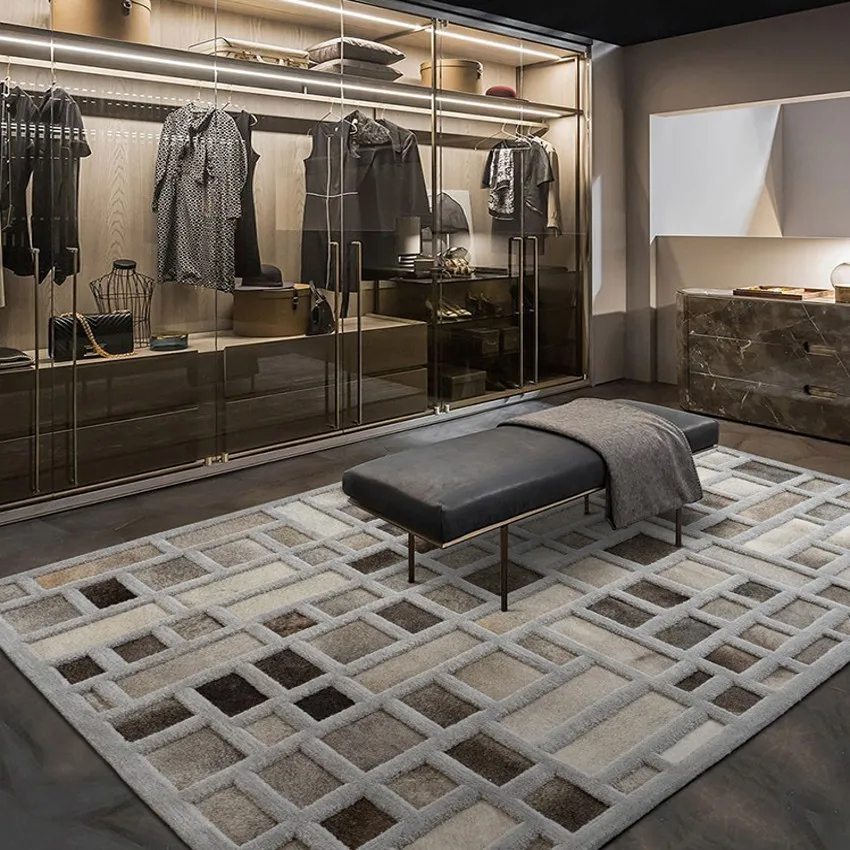 

American style post-modern cowhide skin fur + sheepskin fur decoration carpet