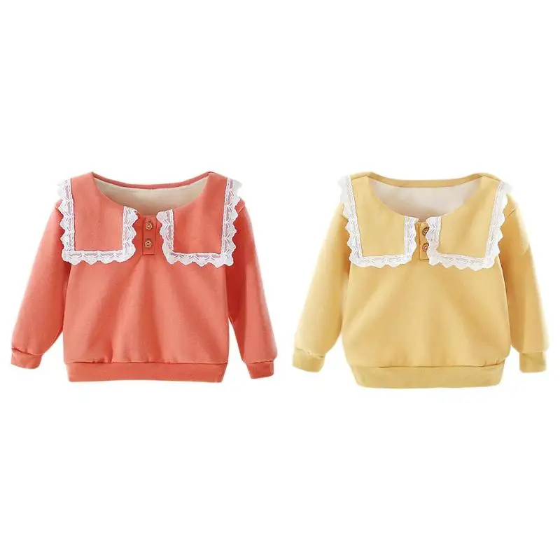 Детский свитер для маленьких девочек; удобная мягкая модная одежда с длинными рукавами и пуговицами; модная кружевная одежда