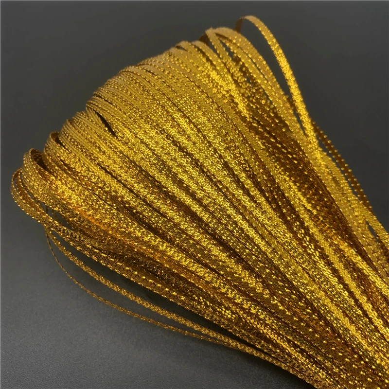 Polyester Ribbon 3/5/8/10mm 10yards Gold/Silver For Bow Wedding Christmas Decoration DIY Gift Wrapping