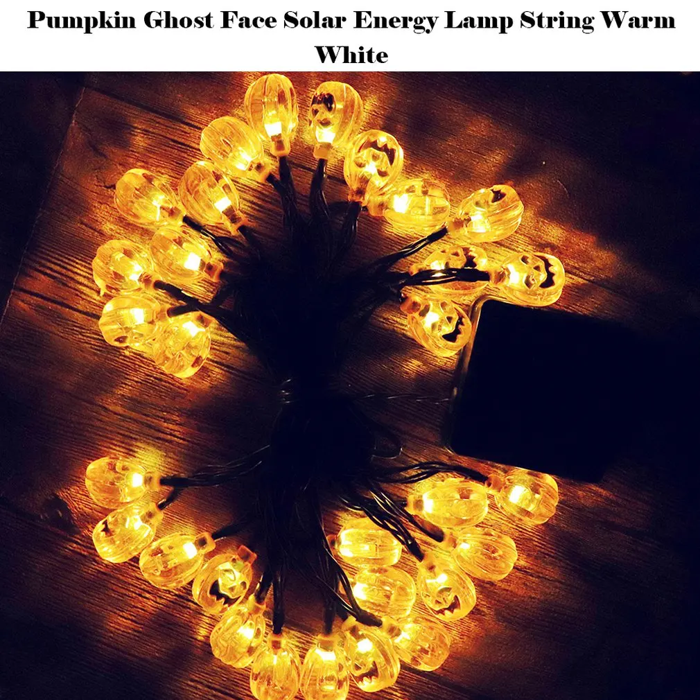 Solar Light String Outdoor 30LED Pumpkin Grimace Halloween Garden Landscape Decorative Lantern Light Control
