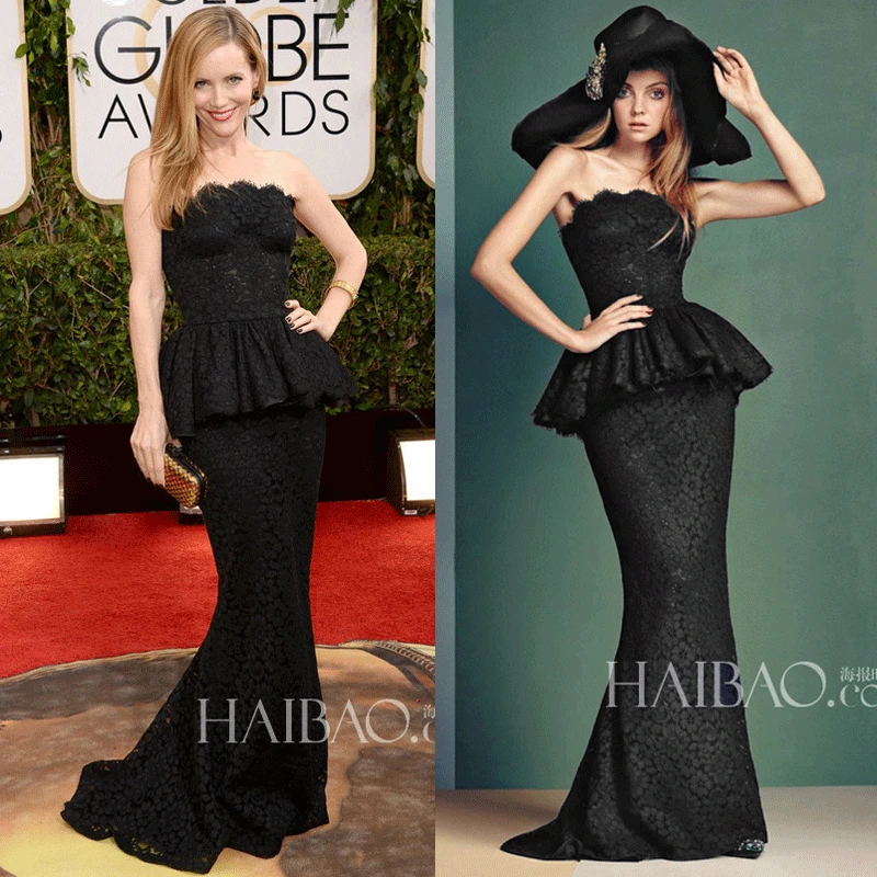 

Ck108 Europe And America Red Carpet Celebrity Style Black And White with Pattern Retro Lace Tube Top Maxi Long Tailing Evening G