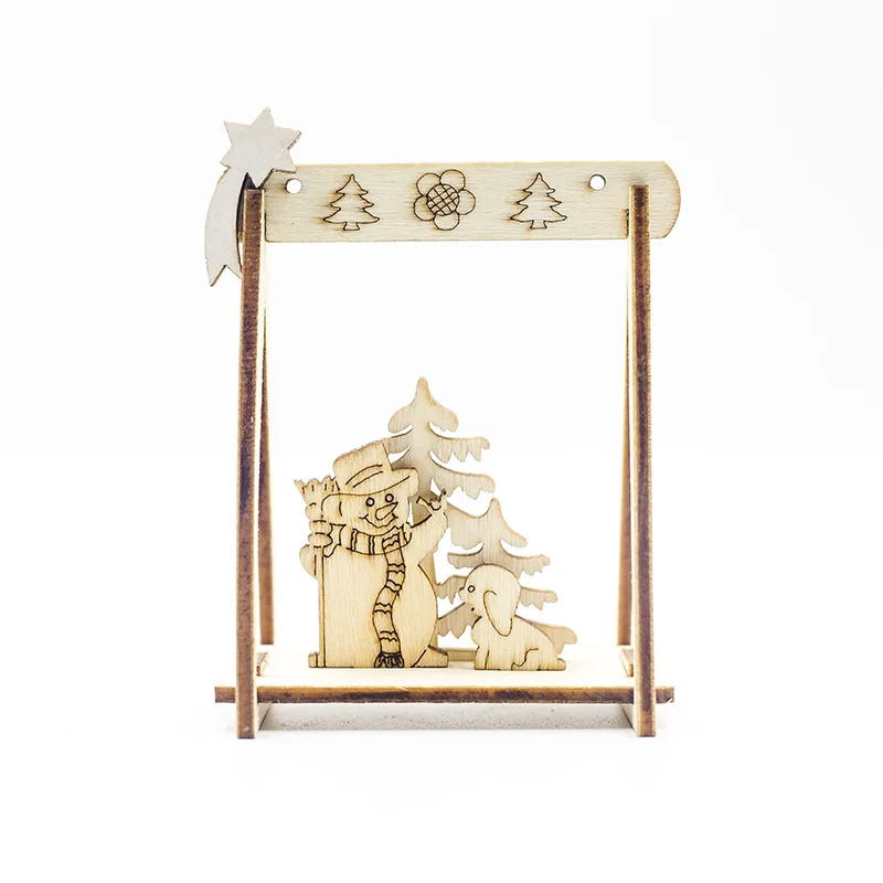 DIY Creative Christmas Wooden Ornaments 3D Hollow Christmas Decoration Children DIY Toy Xmas Gift Window Display Desktop Decors - Цвет: Style A